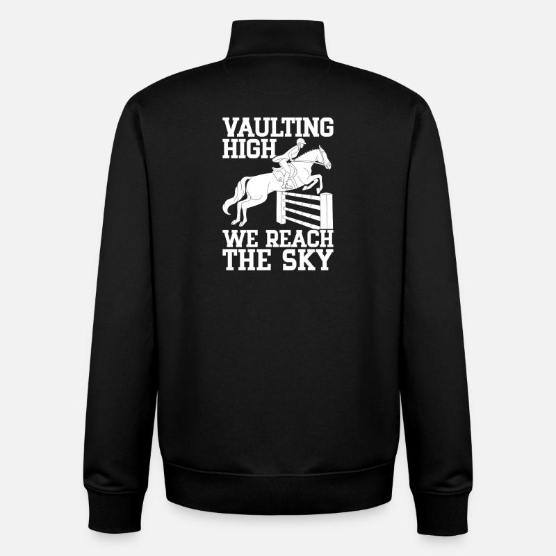 Cavalier à cheval de saut - Sweat zippé unisexe en coton bio Stanley/Stella - noir
