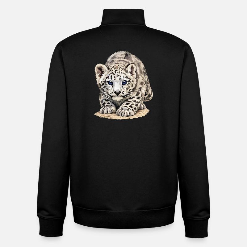 Sia Léopard des neiges - Sweat zippé unisexe en coton bio Stanley/Stella - noir