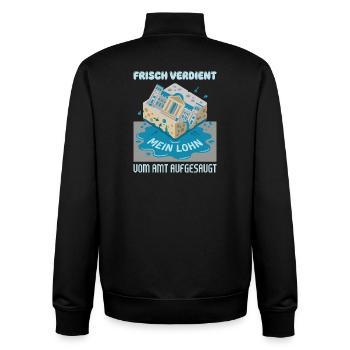 Freshly deserved absorbed by the office - Unisex Organic Zip Sweatshirt by Stanley/Stella - black - Back - AI Model Male 185 light (185cm)