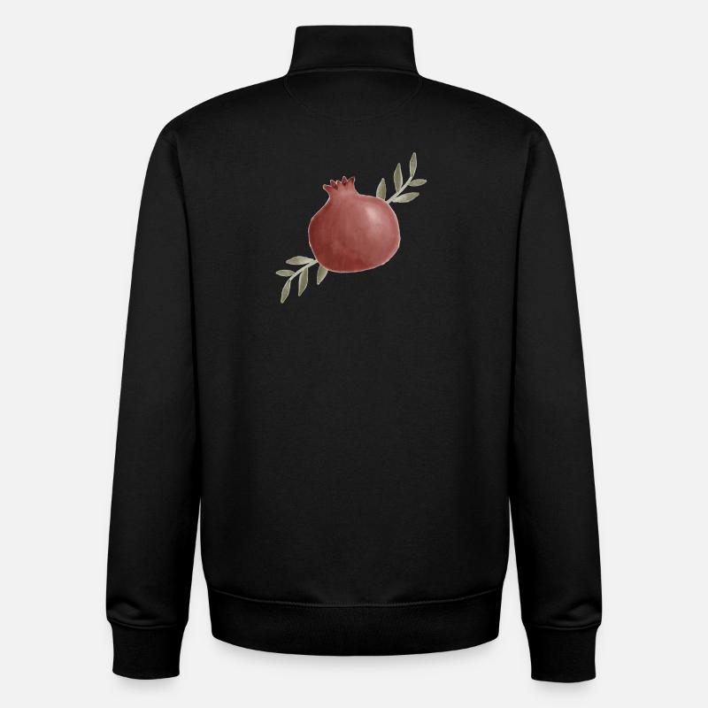 Aquarelle Grenade avec feuilles - Sweat zippé unisexe en coton bio Stanley/Stella - noir