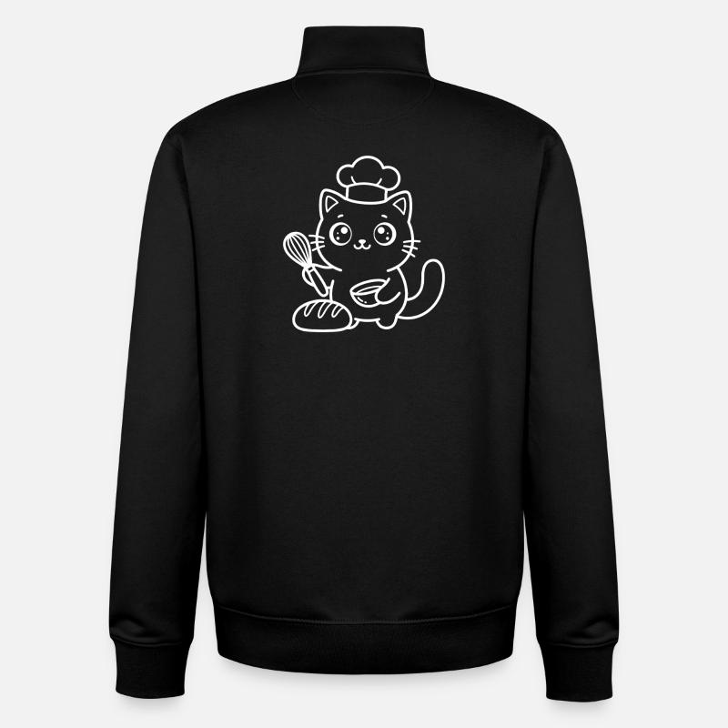 Baker Kawaii Cat - Sweat zippé unisexe en coton bio Stanley/Stella - noir