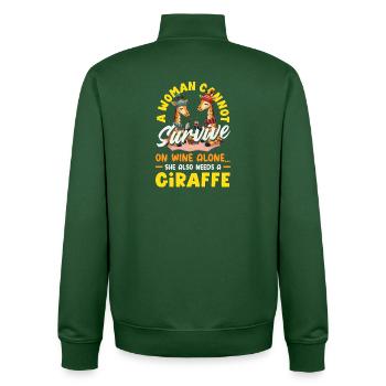 Woman needs wine and a giraffe - Unisex Organic Zip Sweatshirt by Stanley/Stella - bottle green - Back - AI Model Male 185 dark (185cm)