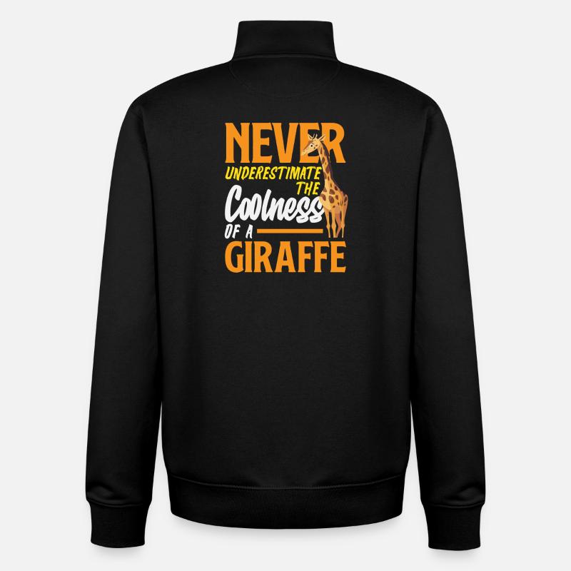 Never underestimate the coolness giraffe - Unisex Organic Zip Sweatshirt by Stanley/Stella - black