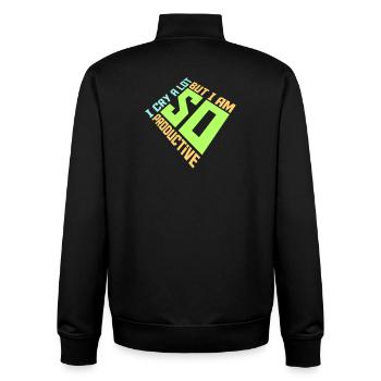 I Cry A Lot But I Am So Productive Funny Emotion - Unisex Organic Zip Sweatshirt by Stanley/Stella - black - Back - AI Model Male 185 light (185cm)