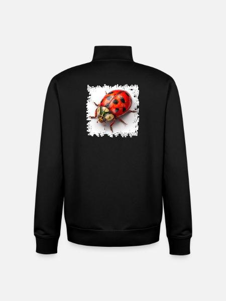 Red Ladybug Pattern Shirt - Unisex Organic Zip Sweatshirt by Stanley/Stella - black