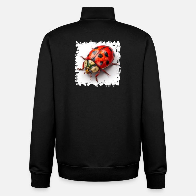 Red Ladybug Pattern Shirt - Unisex Organic Zip Sweatshirt by Stanley/Stella - black