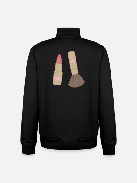 Heart Lip Lipstick & Brush Charm - Unisex Organic Zip Sweatshirt by Stanley/Stella - black