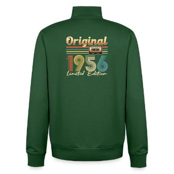 70th birthday, 70 years, original 1956 - Unisex Organic Zip Sweatshirt by Stanley/Stella - bottle green - Back - AI Model Male 185 dark (185cm)