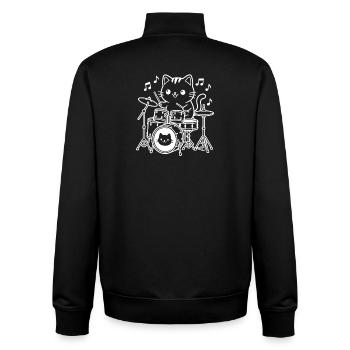 Kawaii Katze Schlagzeuger - Unisex Organic Zip Sweatshirt von Stanley/Stella - Schwarz - Hinten - AI Model Male 185 light (185cm)