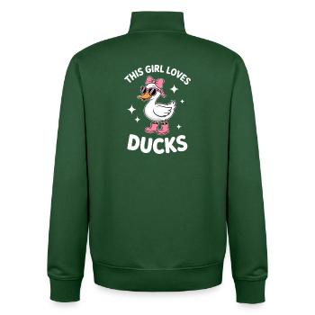Dits de canard Canard Cadeau Drôle de Canard - Sweat zippé unisexe en coton bio Stanley/Stella - vert bouteille - Dos - AI Model Male 185 dark (185cm)