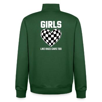 Autorennen Sprüche Mädchen Rennwagen Geschenk - Unisex Organic Zip Sweatshirt von Stanley/Stella - Flaschengrün - Hinten - AI Model Male 185 dark (185cm)