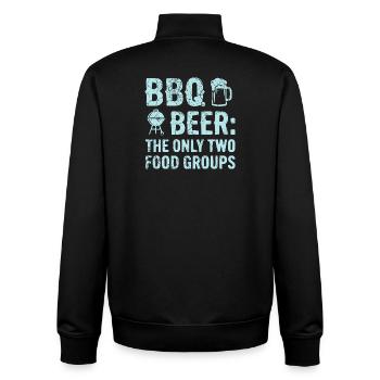 BBQ Shirt, Hoodie für Grillmeister und Grillfans - Unisex Organic Zip Sweatshirt von Stanley/Stella - Schwarz - Hinten - AI Model Male 185 light (185cm)