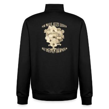 Fans de poulet - Coq - Coq - Poulet fleur - Bio - Sweat zippé unisexe en coton bio Stanley/Stella - noir - Dos - AI Model Male 185 light (185cm)