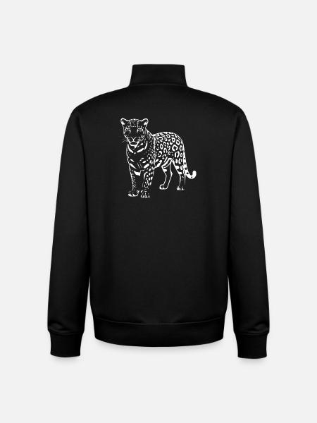 White Leopard Gift Cat Lover - Unisex Organic Zip Sweatshirt by Stanley/Stella - black