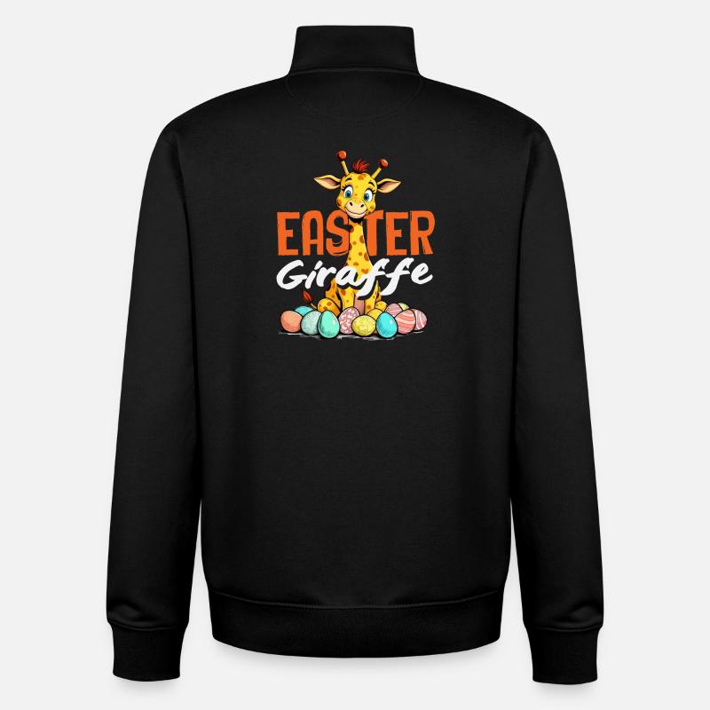 Joyeuses girafes de Pâques sucrées - Sweat zippé unisexe en coton bio Stanley/Stella - noir