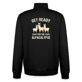 Préparez-vous pour l’art amusant de jeux de mots sur l’alpacalypse - Sweat zippé unisexe en coton bio Stanley/Stella - noir - Dos - AI Model Male 185 light (185cm)