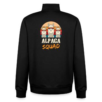 Alpaca Squad Funny Alpaca Sunglasses Design - Unisex Organic Zip Sweatshirt von Stanley/Stella - Schwarz - Hinten - AI Model Male 185 light (185cm)