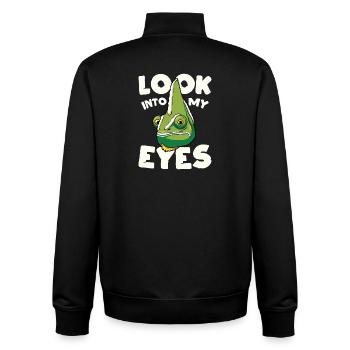Regarde-moi dans les yeux, design caméléon drôle - Sweat zippé unisexe en coton bio Stanley/Stella - noir - Dos - AI Model Male 185 light (185cm)