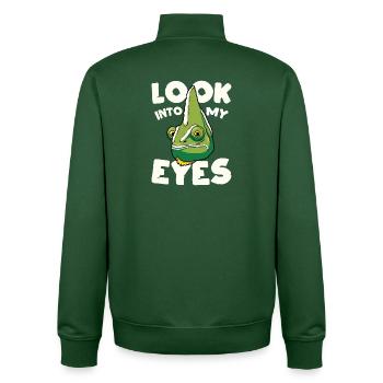 Regarde-moi dans les yeux, design caméléon drôle - Sweat zippé unisexe en coton bio Stanley/Stella - vert bouteille - Dos - AI Model Male 185 dark (185cm)