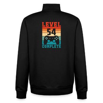 54th Birthday Level 54 Complete 54 Years Gamer - Unisex Organic Zip Sweatshirt by Stanley/Stella - black - Back - AI Model Male 185 light (185cm)