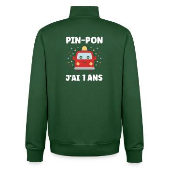 1 year - Unisex Organic Zip Sweatshirt by Stanley/Stella - bottle green - Back - AI Model Male 185 dark (185cm)