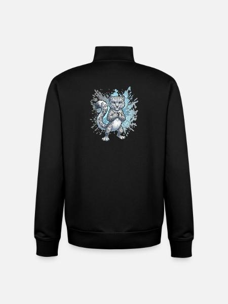 Snow Leopard Hatchling Splash - Unisex Organic Zip Sweatshirt by Stanley/Stella - black