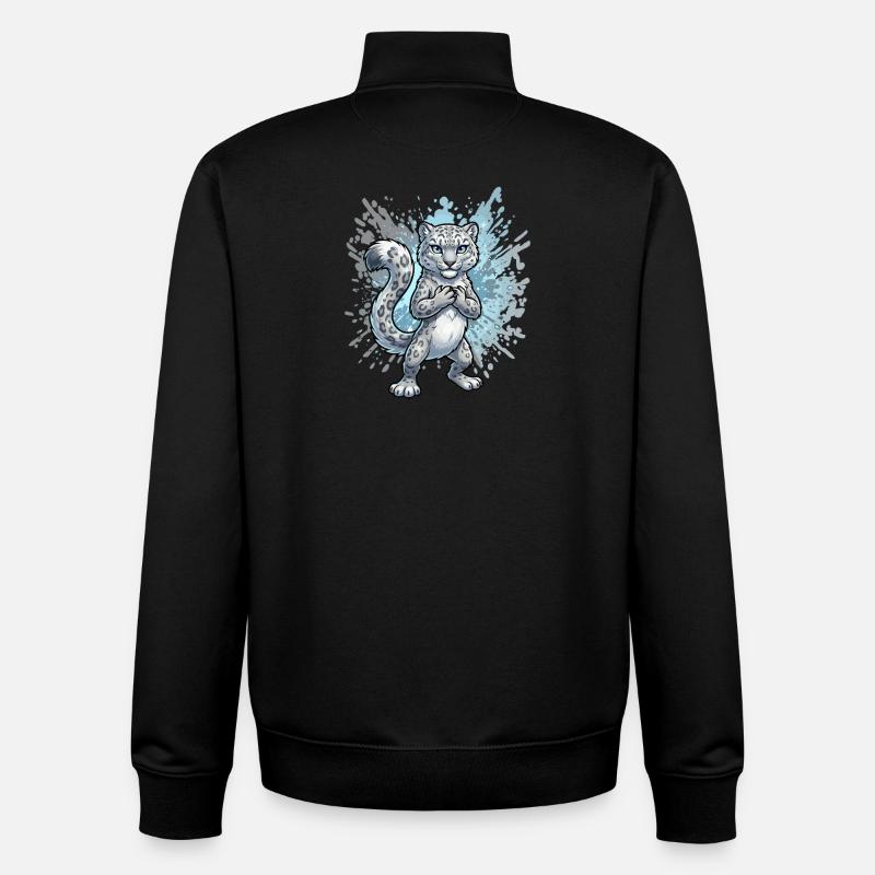 Éclaboussure de léopard des neiges - Sweat zippé unisexe en coton bio Stanley/Stella - noir