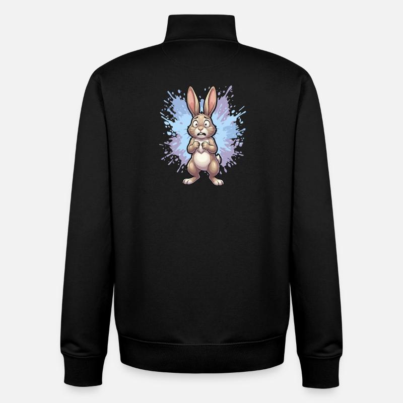 Lapin bouleversé avec éclaboussures de peinture - Sweat zippé unisexe en coton bio Stanley/Stella - noir