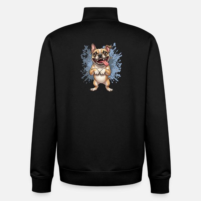 Pug Pose Splash - Unisex Organic Zip Sweatshirt by Stanley/Stella - black