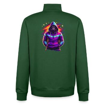 Neon Gorilla 80s Retro Style - Unisex Organic Zip Sweatshirt by Stanley/Stella - bottle green - Back - AI Model Male 185 dark (185cm)