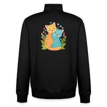 cuddling kittens - Unisex Organic Zip Sweatshirt by Stanley/Stella - black - Back - AI Model Male 185 light (185cm)