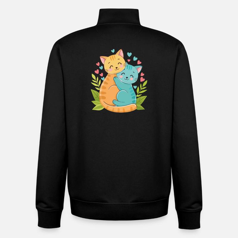 kuschelnde Kätzchen - Unisex Organic Zip Sweatshirt von Stanley/Stella - Schwarz