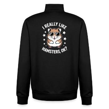 Hamster Sprüche Hamster Lustiges Hamster Geschenk  - Unisex Organic Zip Sweatshirt von Stanley/Stella - Schwarz - Hinten - AI Model Male 185 light (185cm)