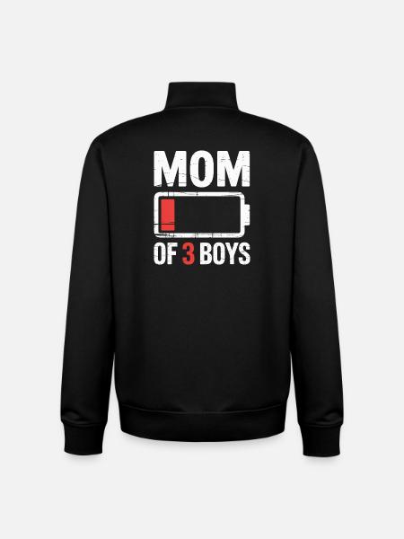 Mom of 3 Boys Battery Low - Unisex Organic Zip Sweatshirt by Stanley/Stella - black