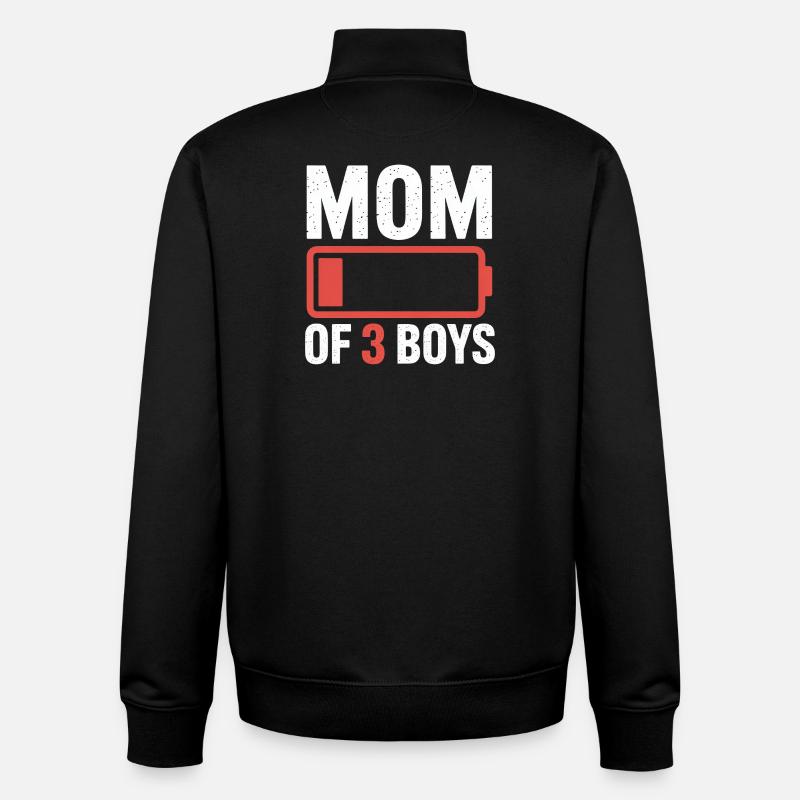 Mutter von 3 Jungs Batterie-Ikon-Tee - Unisex Organic Zip Sweatshirt von Stanley/Stella - Schwarz