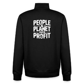 People & Planet Over Profit - Unisex Organic Zip Sweatshirt by Stanley/Stella - black - Back - AI Model Male 185 light (185cm)