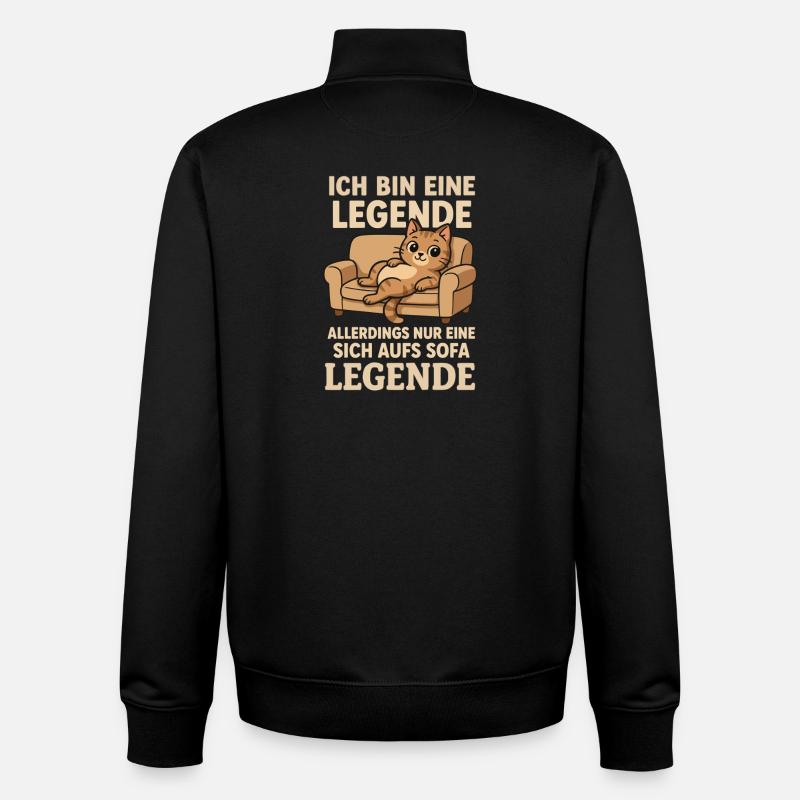 Katze Lustiger Spruch Sofa Legende - Unisex Organic Zip Sweatshirt von Stanley/Stella - Schwarz