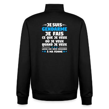 Humor Gendarme Couple Husband Gendarmerie - Unisex Organic Zip Sweatshirt by Stanley/Stella - black - Back - AI Model Male 185 light (185cm)