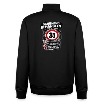 Treat Gently Traffic Sign 31 Birthday - Unisex Organic Zip Sweatshirt by Stanley/Stella - black - Back - AI Model Male 185 light (185cm)