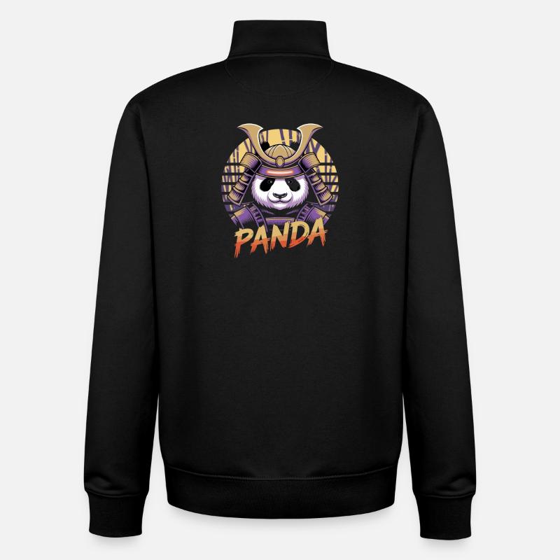Kriegerischer Panda Samurai Illustration - Unisex Organic Zip Sweatshirt von Stanley/Stella - Schwarz