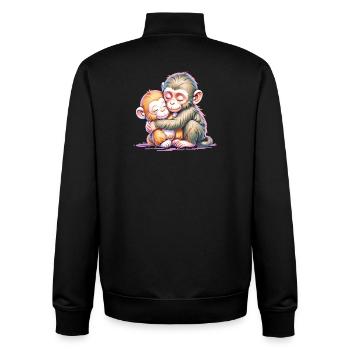Hugging Monkey Duo - Unisex Organic Zip Sweatshirt by Stanley/Stella - black - Back - AI Model Male 185 light (185cm)