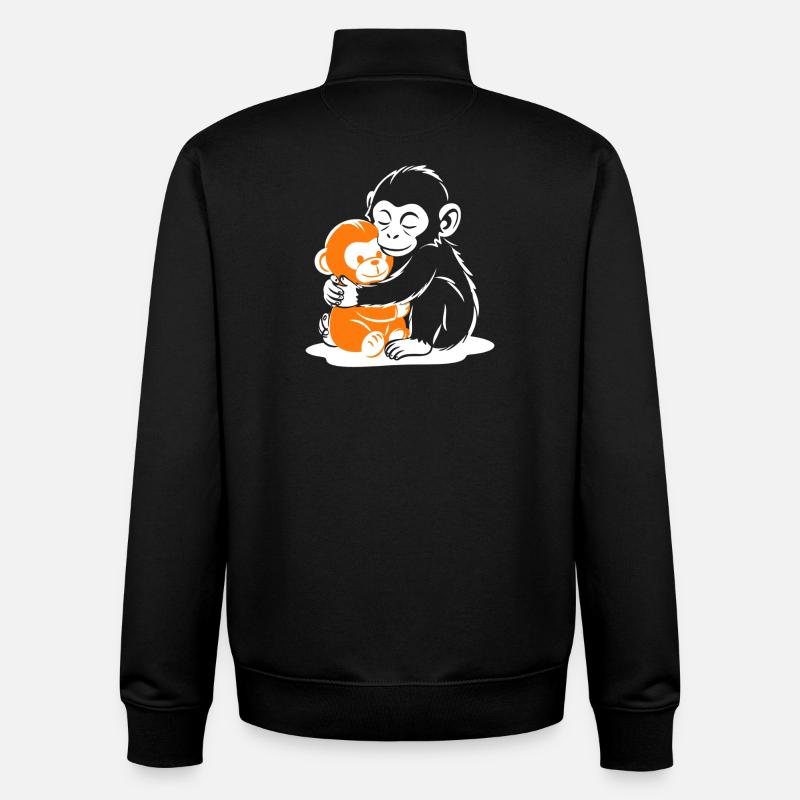 Duo de Singes Câlins - Sweat zippé unisexe en coton bio Stanley/Stella - noir