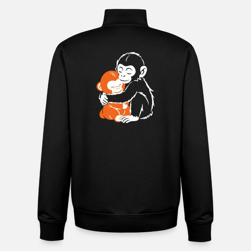 Hugging Monkeys Cozy Embrace - Unisex Organic Zip Sweatshirt by Stanley/Stella - black
