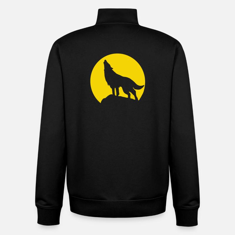 Mondsilhouette Wolfheulen - Unisex Organic Zip Sweatshirt von Stanley/Stella - Schwarz