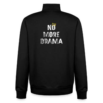 No More Drama – Minimal Typography Saying - Unisex Organic Zip Sweatshirt by Stanley/Stella - black - Back - AI Model Male 185 light (185cm)