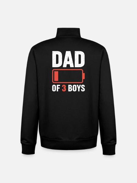 Father of Three Boys Battery Motif - Unisex Organic Zip Sweatshirt by Stanley/Stella - black