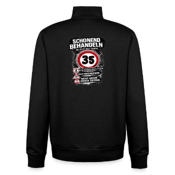 Treat Gently Traffic Sign 35 Birthday - Unisex Organic Zip Sweatshirt by Stanley/Stella - black - Back - AI Model Male 185 light (185cm)