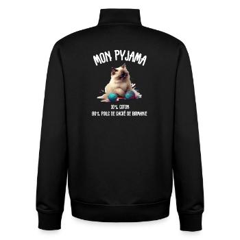 Lustige burmesische Sacred Cat Pyjamas - Unisex Organic Zip Sweatshirt von Stanley/Stella - Schwarz - Hinten - AI Model Male 185 light (185cm)