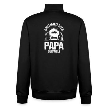 Barbecue, fête des pères, papa - Sweat zippé unisexe en coton bio Stanley/Stella - noir - Dos - AI Model Male 185 light (185cm)