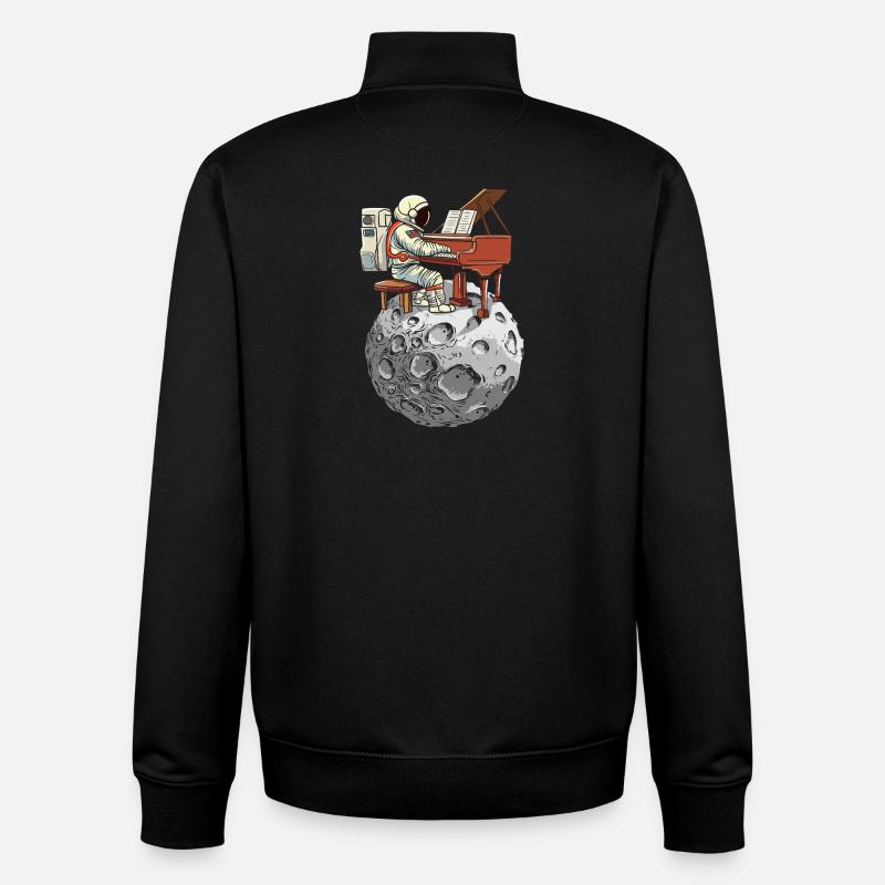 Piano lunaire avec combinaison spatiale - Sweat zippé unisexe en coton bio Stanley/Stella - noir